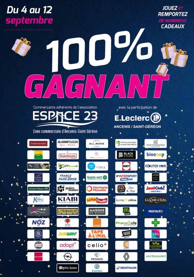 Semaine 100% gagnant à l'Espace 23 Ancenis
