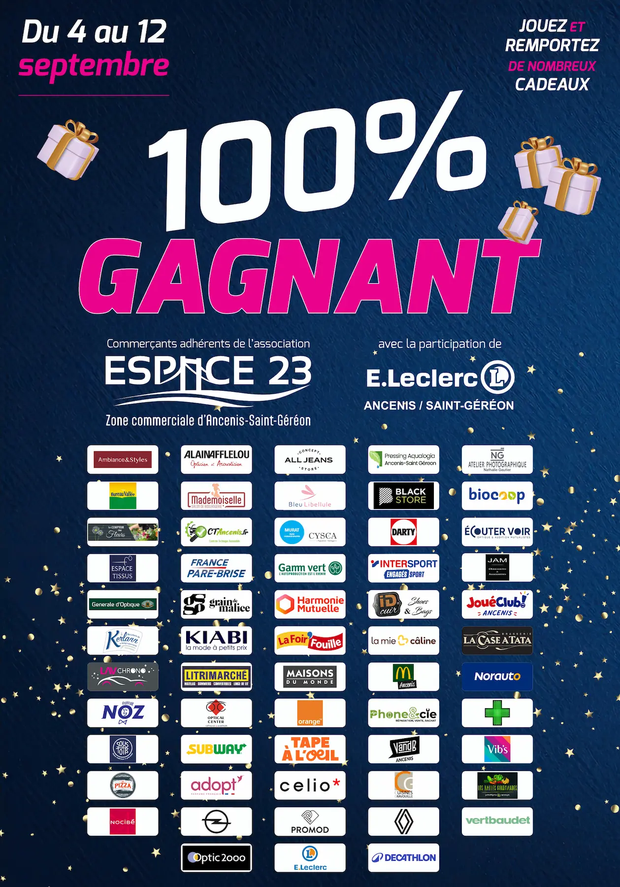 Semaine 100% gagnant à l'Espace 23 Ancenis
